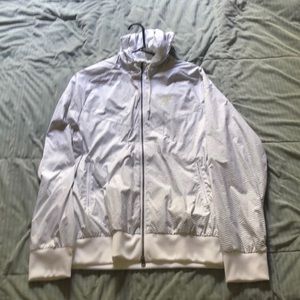 Nike white striped windbreaker zip up
